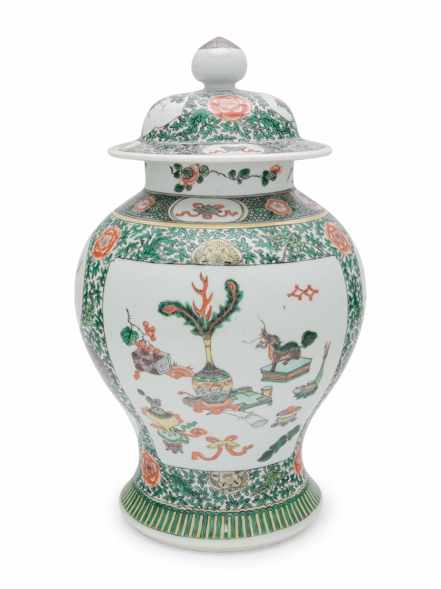 A Chinese Famille Verte Porcelain Covered Jar