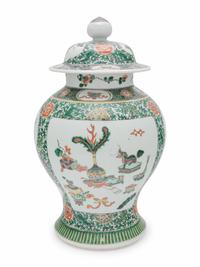 A Chinese Famille Verte Porcelain Covered Jar