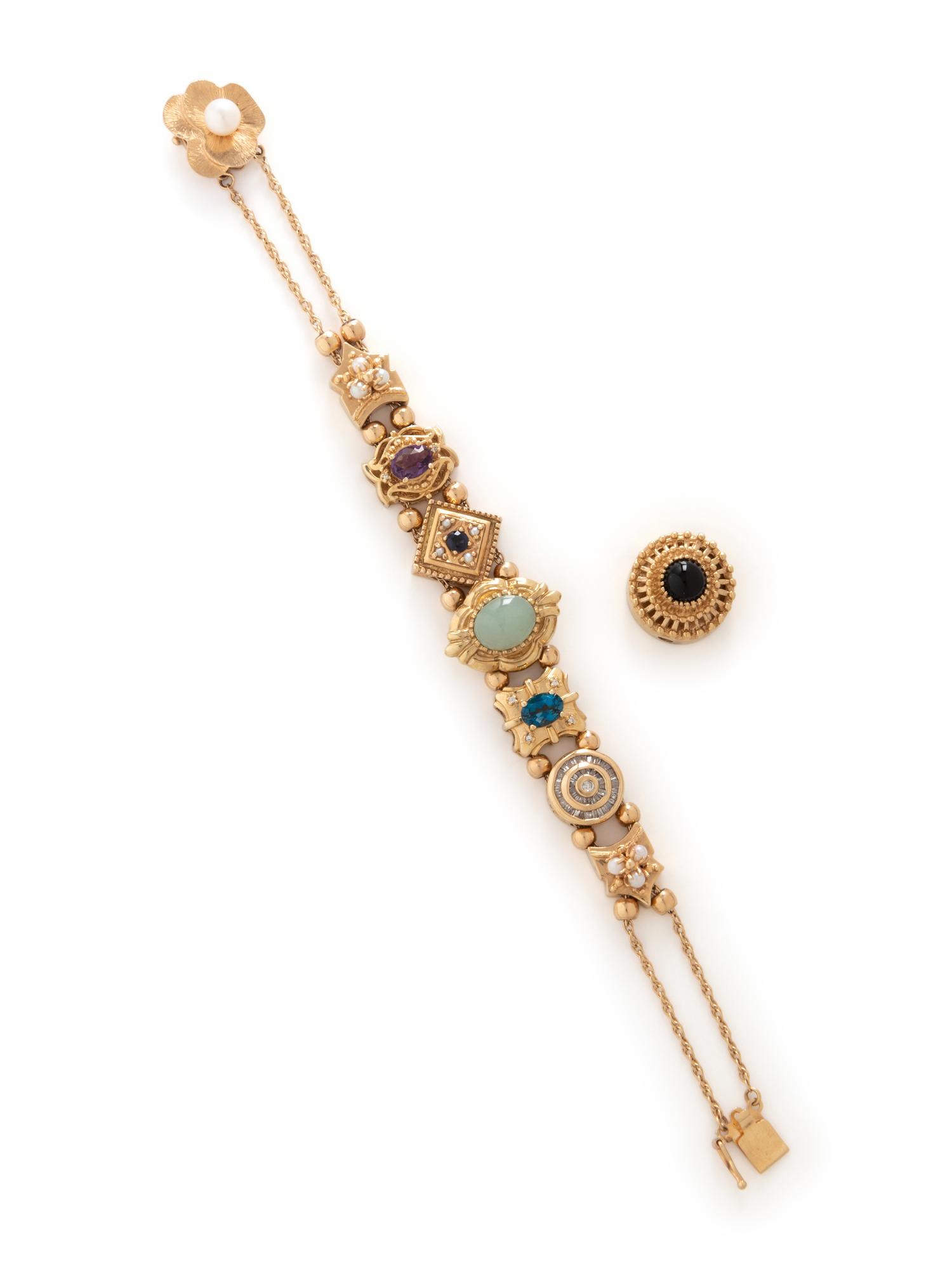 YELLOW GOLD CHARM SLIDE BRACELET