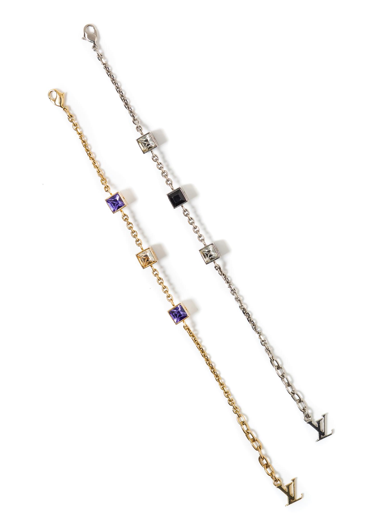 A Pair of Louis Vuitton Swarovski 'Gamble' Chain Bracelets, 7.5" L.