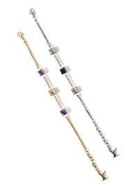 A Pair of Louis Vuitton Swarovski 'Gamble' Chain Bracelets, 7.5" L.