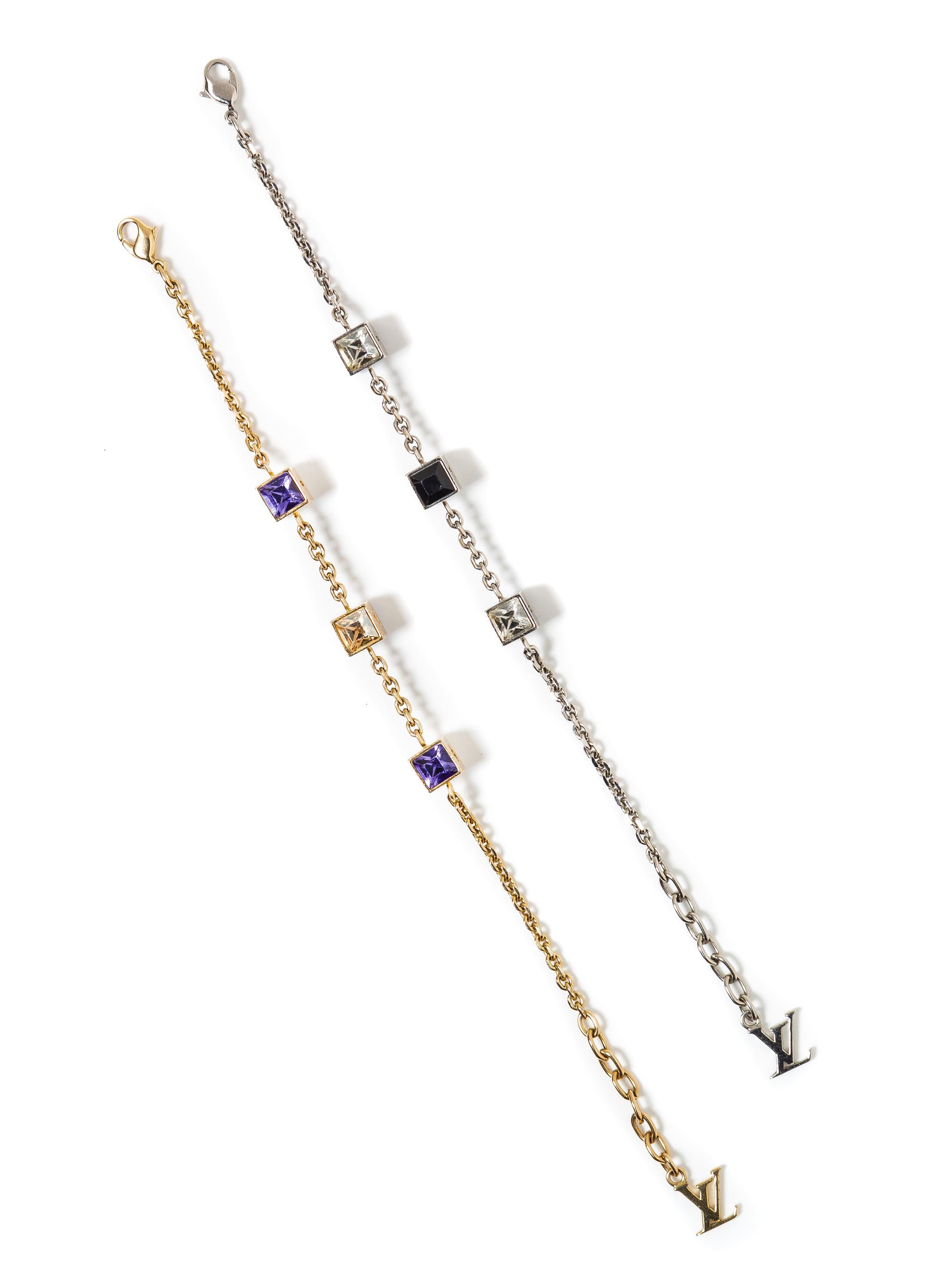 A Pair of Louis Vuitton Swarovski 'Gamble' Chain Bracelets, 7.5" L.