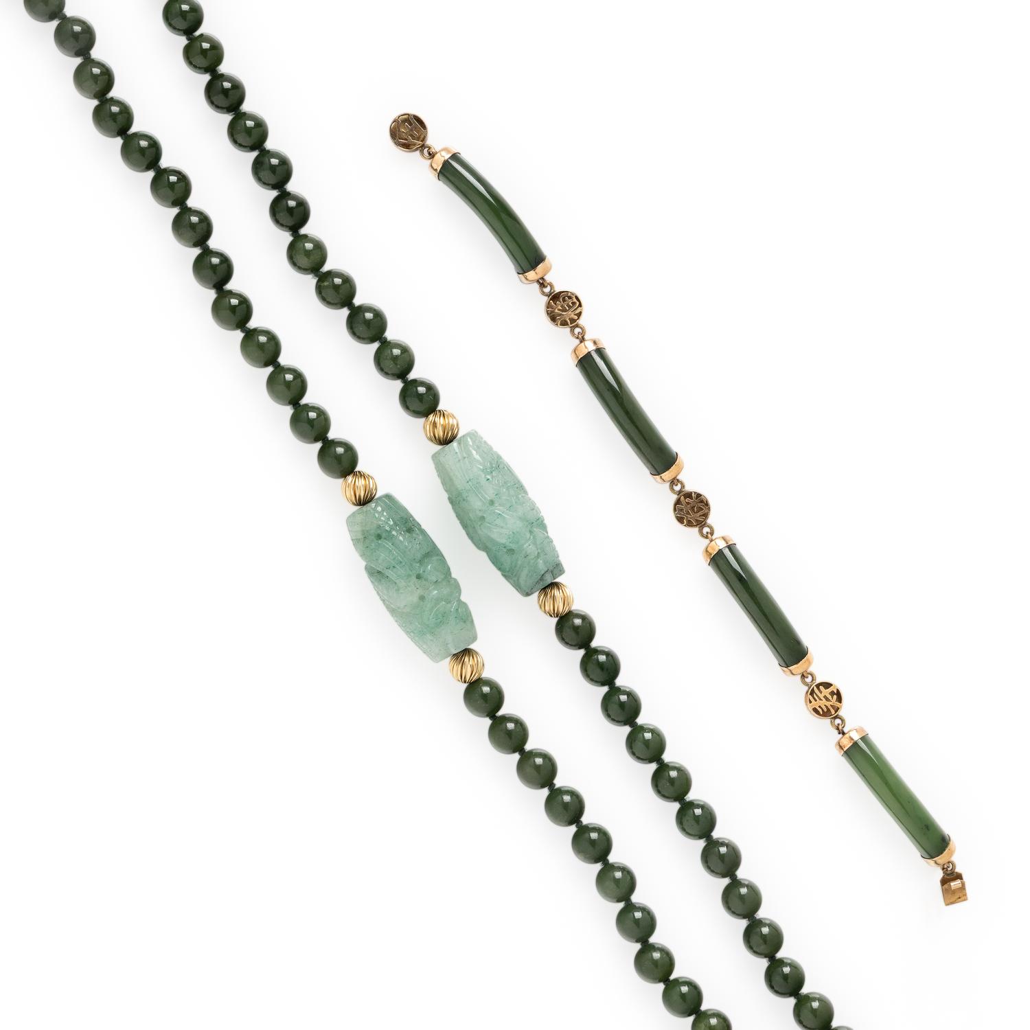 Collection of Yellow Gold and Jade Jewelry