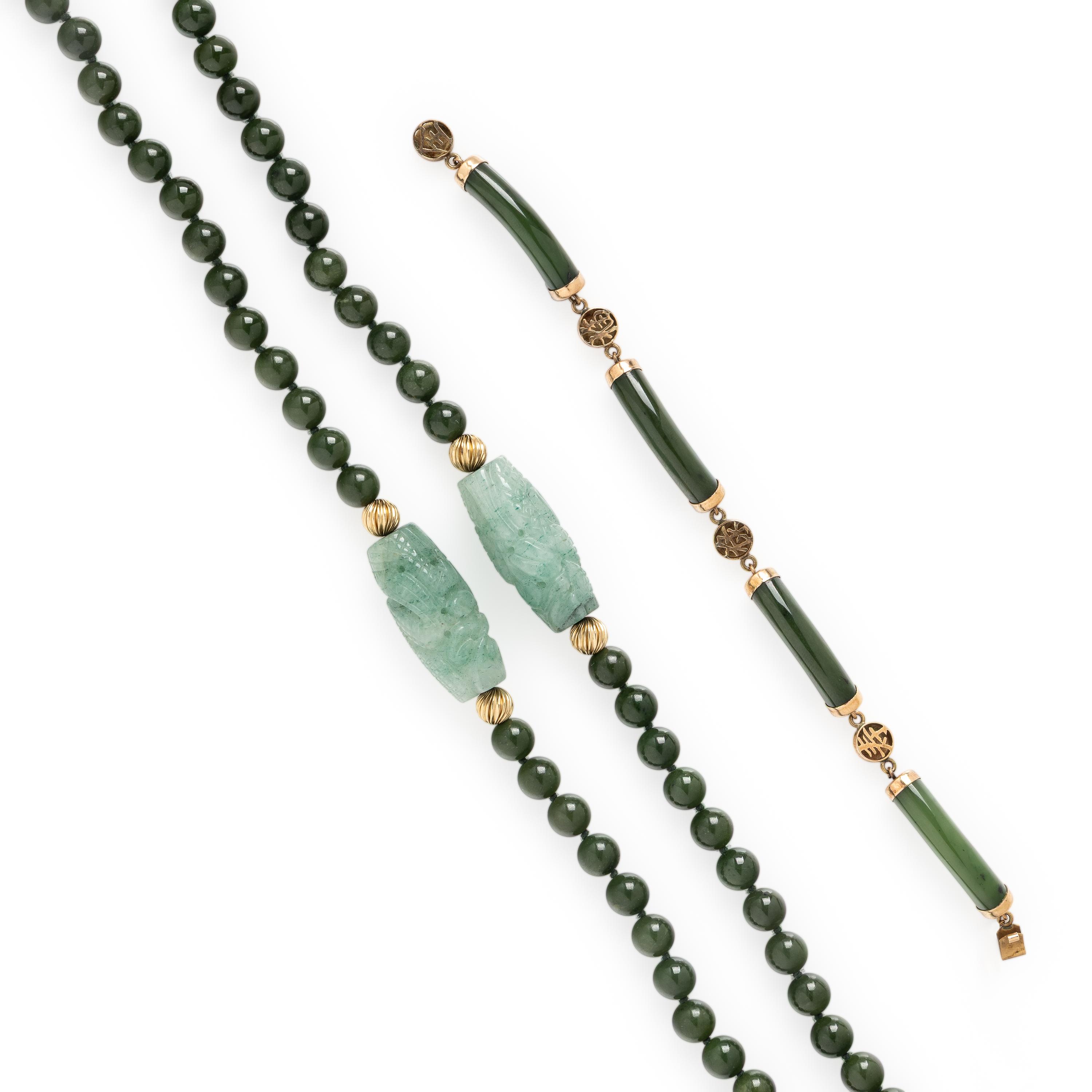 Collection of Yellow Gold and Jade Jewelry
