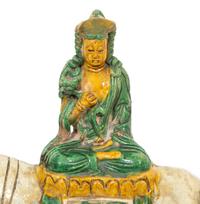 A Chinese Sancai Glazed Ceramic Elephant with a Seated Figure