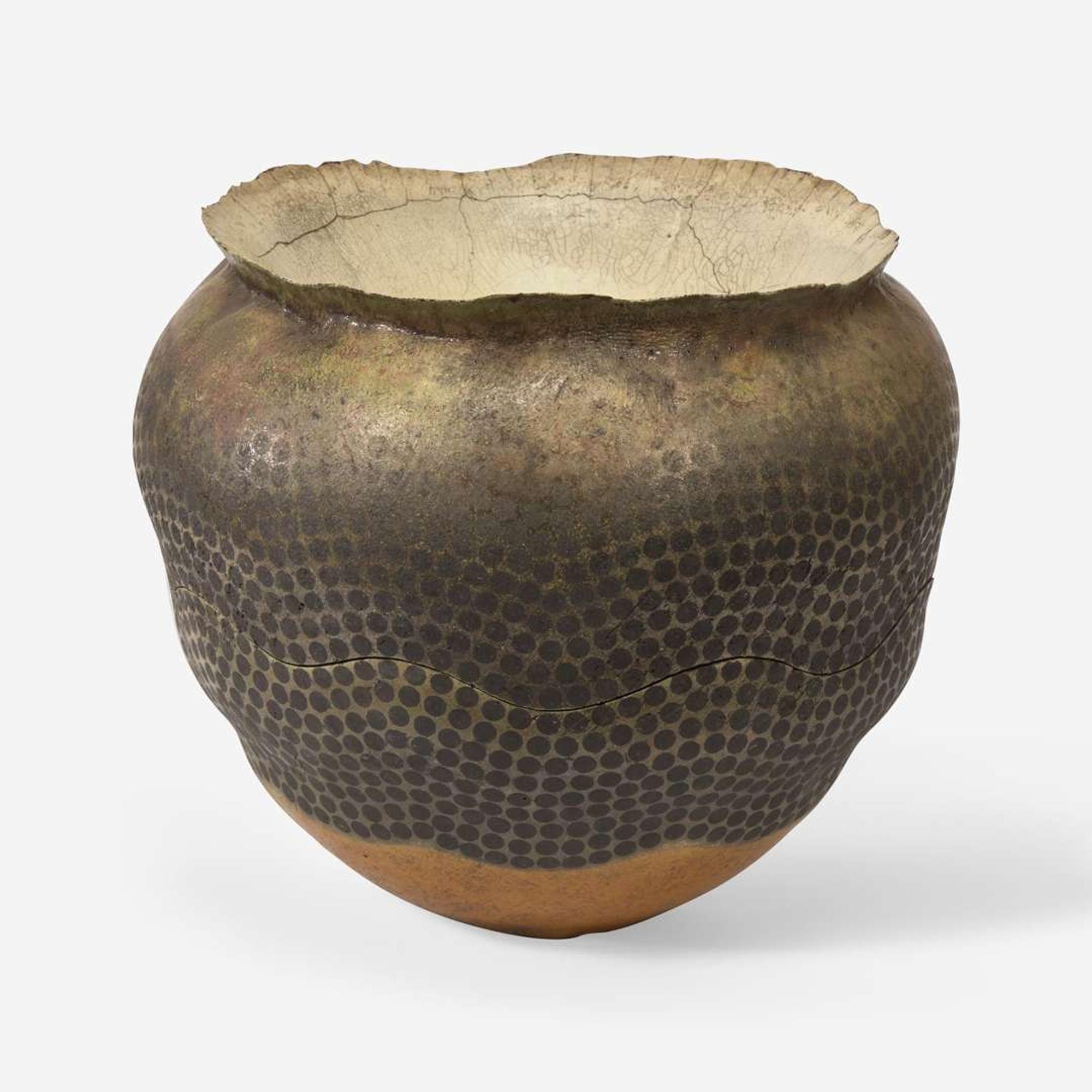 George Timock (American, b. 1945) Two-Piece Raku Vessel, USA, circa 1970