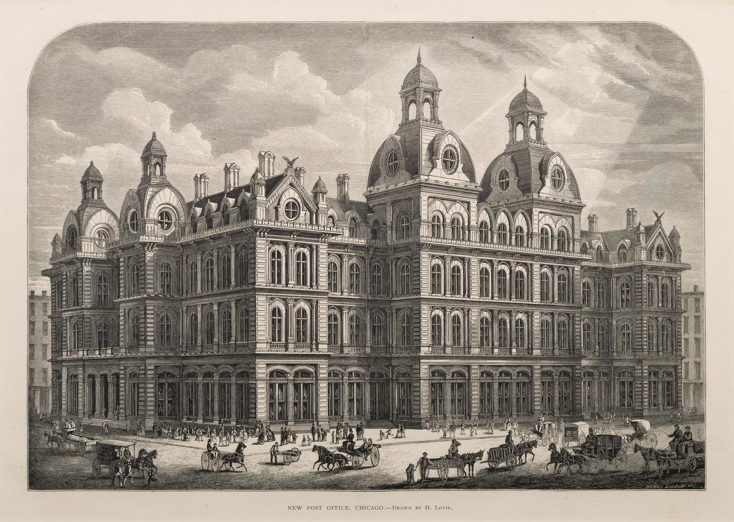 [ART AND ARCHITECTURE]. A group of 15 woodcut scenes of Chicago by R.R. Donnelly & Sons and others.