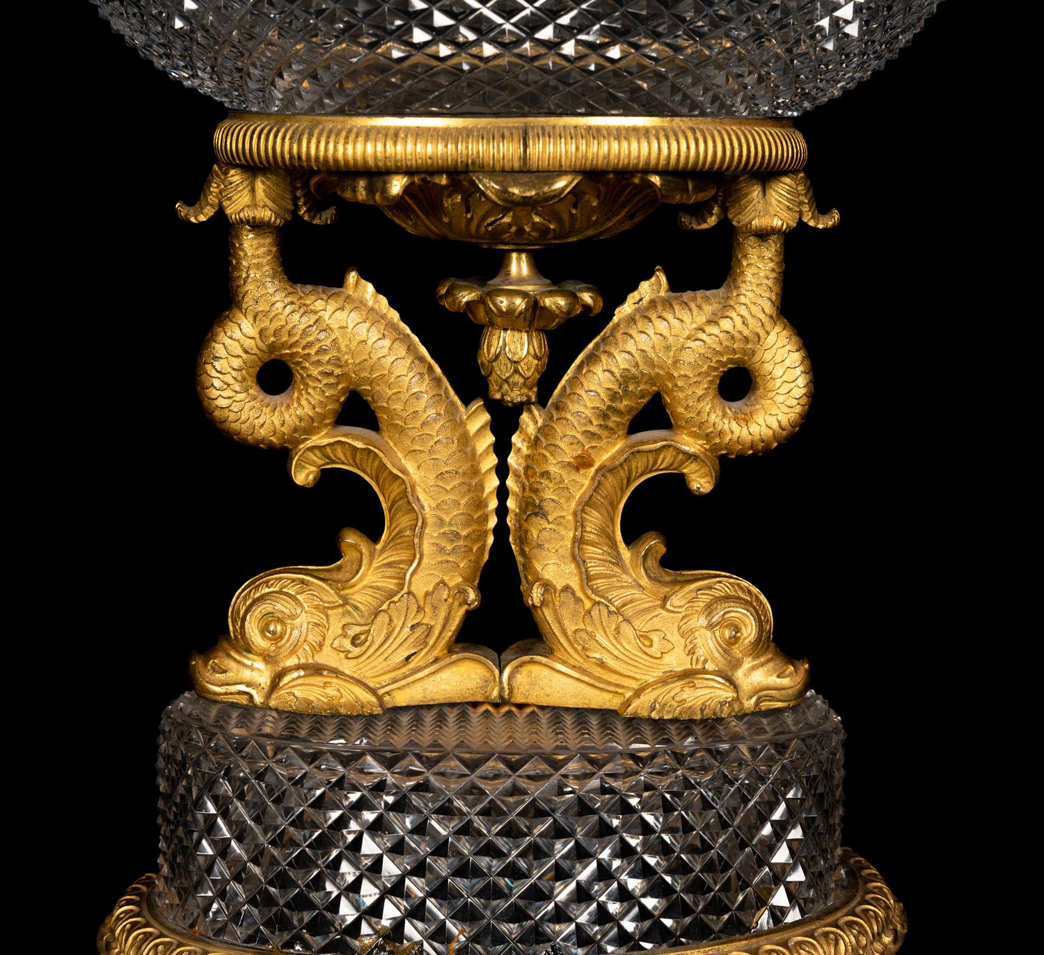 A Louis Philippe Gilt Bronze and Cut Glass Centerpiece Bowl