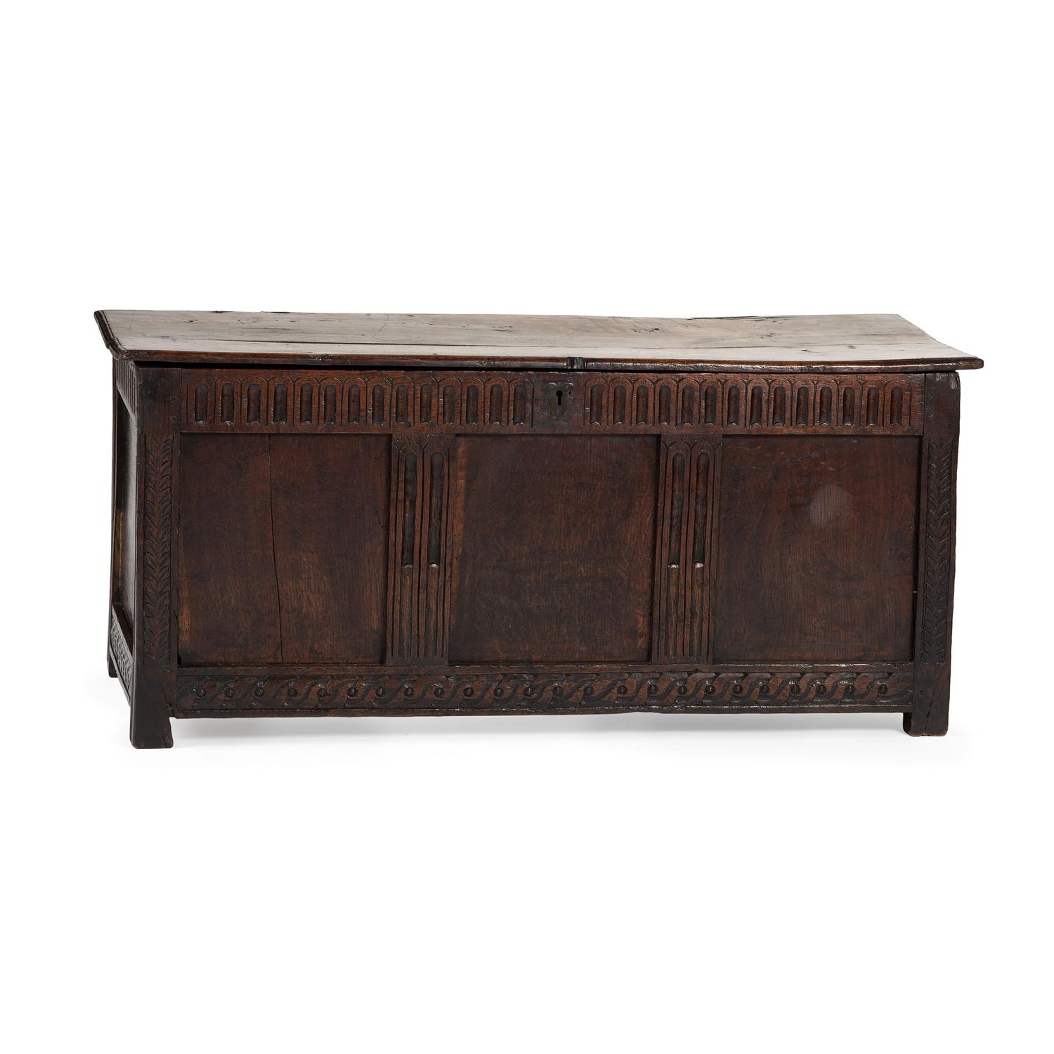 An English Carved Oak Blanket Chest
