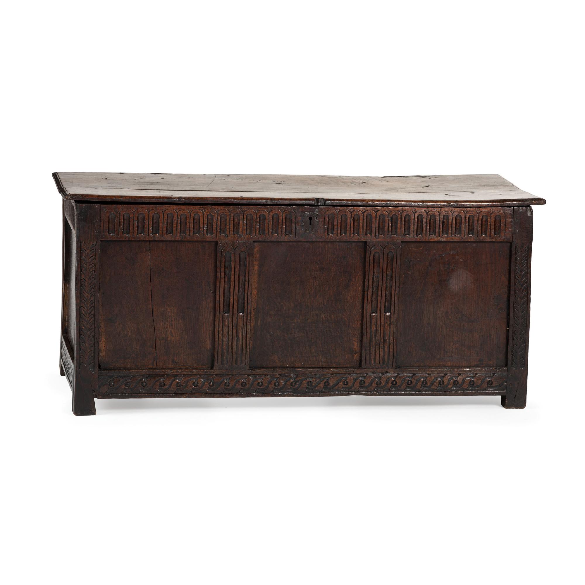 An English Carved Oak Blanket Chest