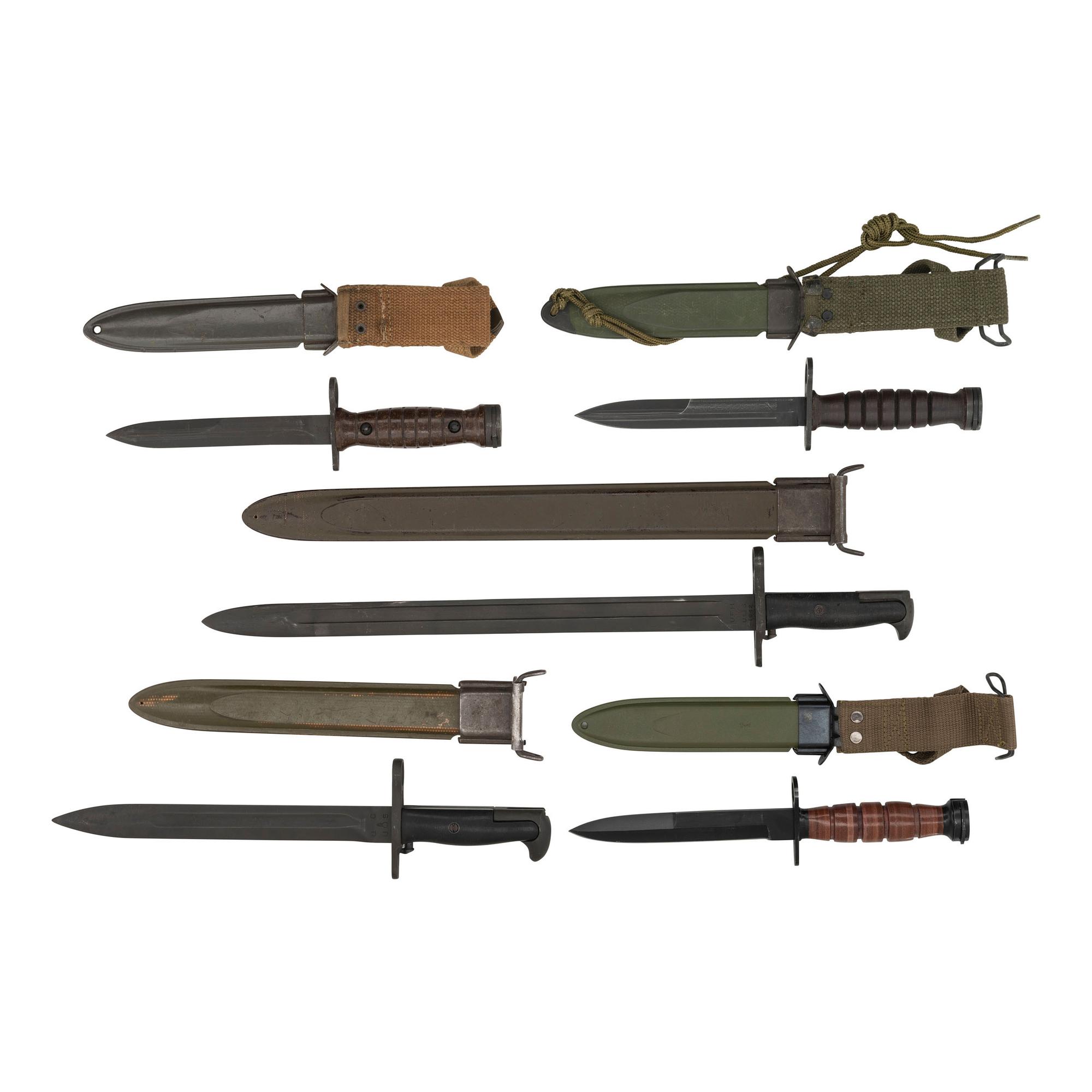 Lot of 5 20th Century U.S. Bayonets Including: M1905, M1 and M4