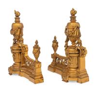 A Pair of Louis XVI Style Gilt Bronze Chenets