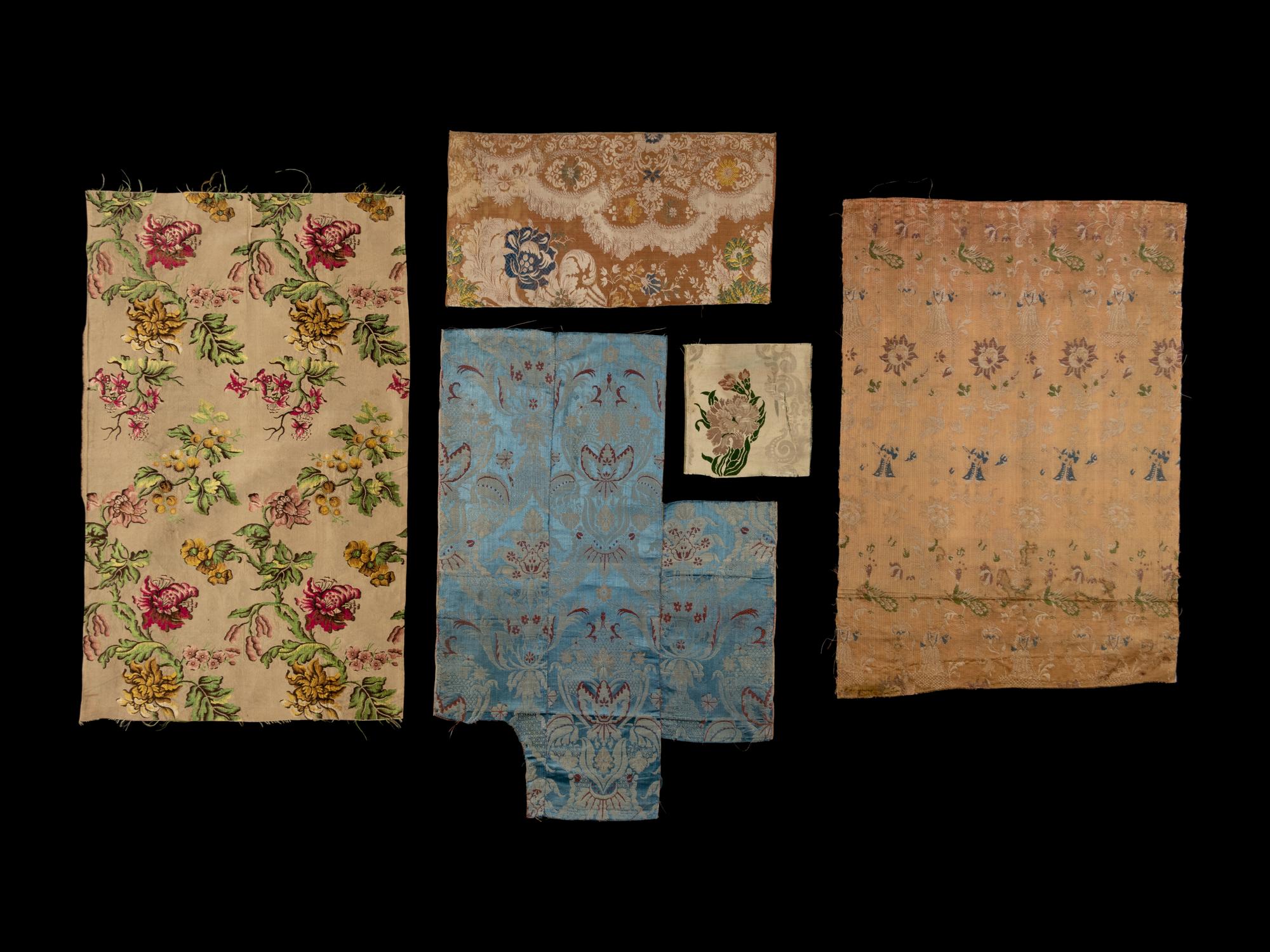 RELEASED TO MUSEUM -- Five Fragments of Woven Textiles, 18th Century