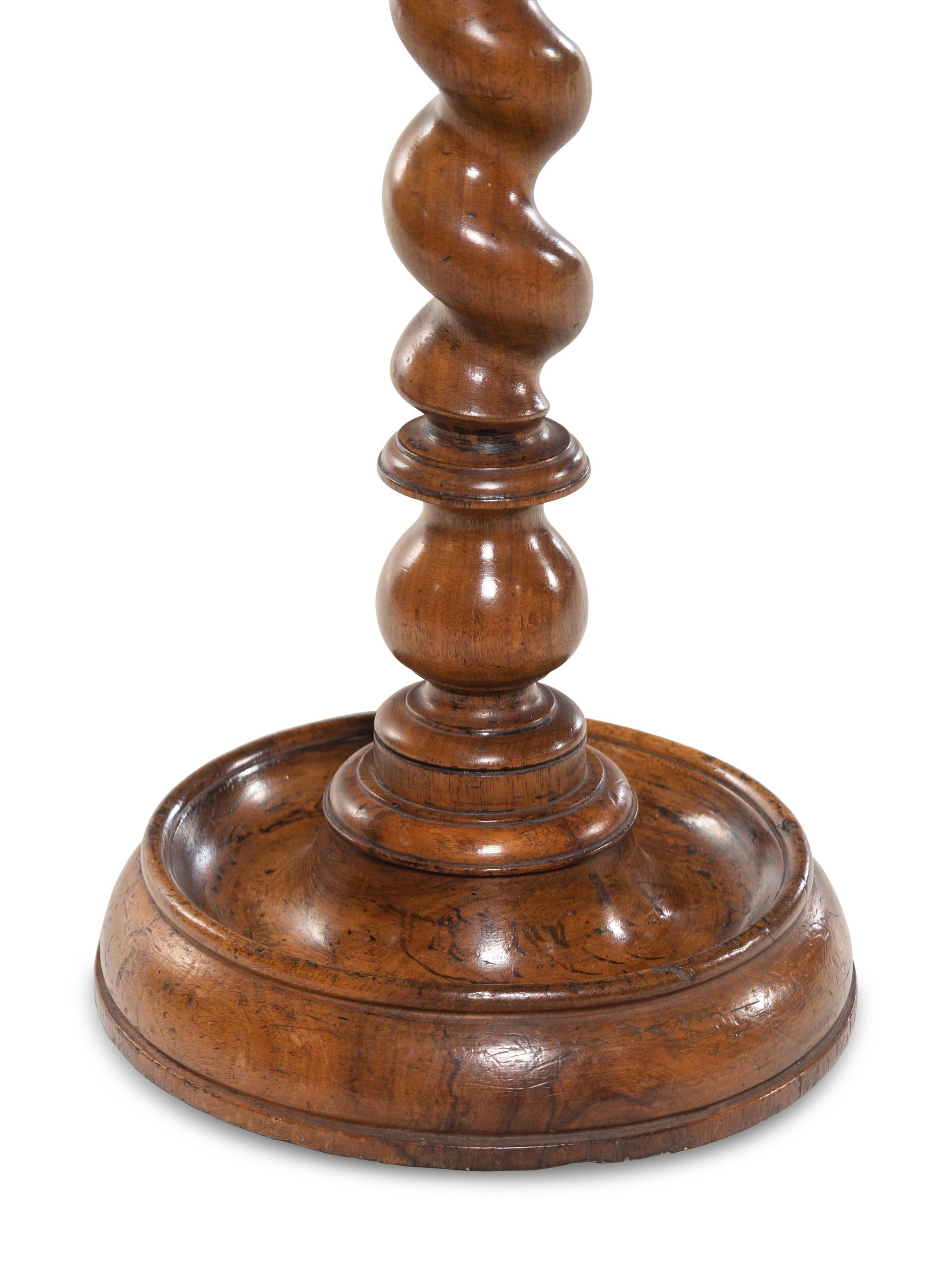 An Oversized English Barley Twist Carved Candlestick