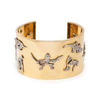 YELLOW GOLD AND ART DECO CHARM CUFF BRACELET