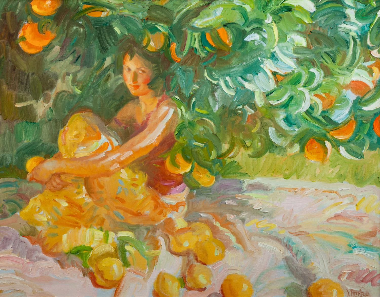 Young Woman Under Orange Tree
