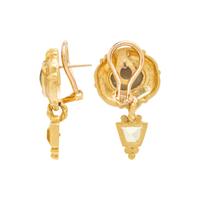 JUDITH RIPKA, YELLOW GOLD, LAVA CAMEO, HELIODOR (YELLOW BERYL) AND DIAMOND EARRINGS