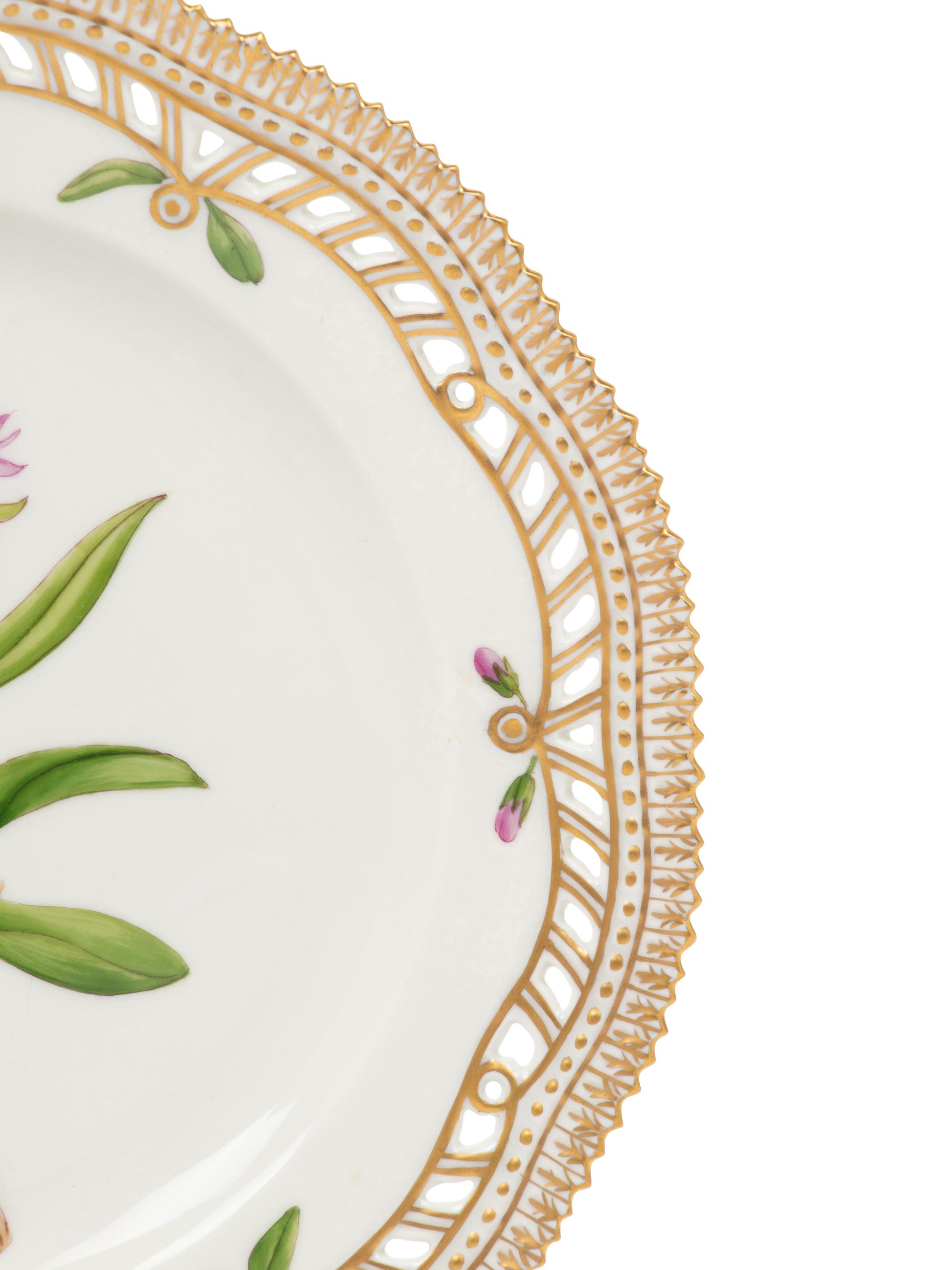 Two Royal Copenhagen Flora Danica Reticulated Porcelain Plates