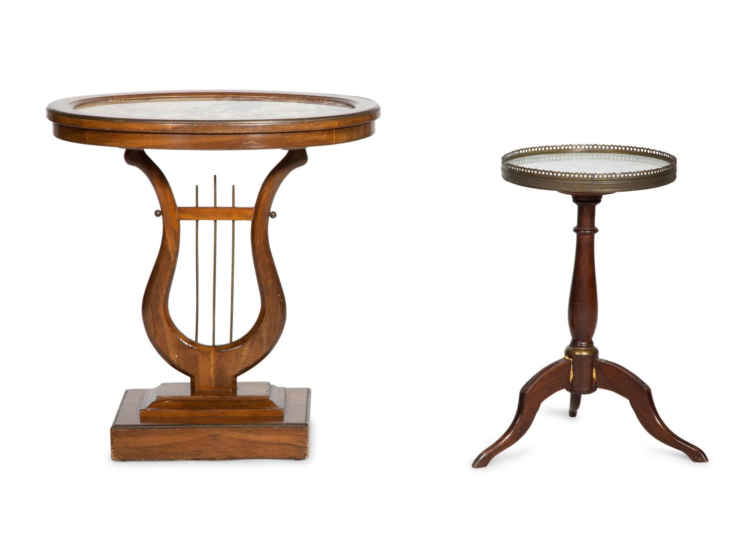 Two Continental Marble-Top Side Tables