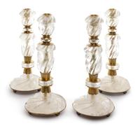A Set of Four Brass Mounted Rock Crystal Candlesticks Height 10 3/4 inches. — 20TH CENTURY