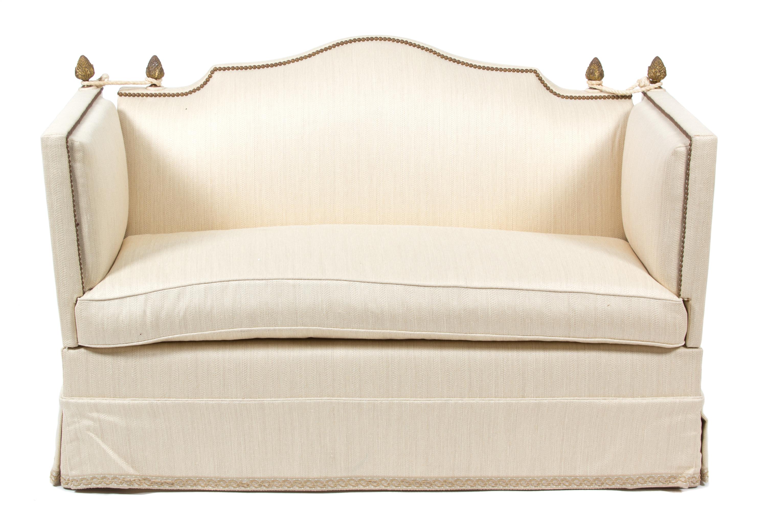 A Pair of Knole Style Upholstered Love Seats Height 35 x length 62 inches. — 20TH CENTURY