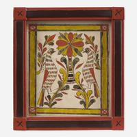 Attributed to George Gerhart (active 1791-1846) Fraktur Bookplate: Flower with Birds, circa 1820-1830