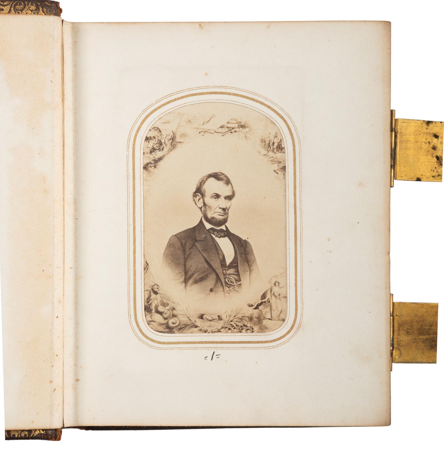 [CIVIL WAR - EARLY PHOTOGRAPHY]. Indiana CDV album featuring Civil War soldiers and a campus view of Valparaiso University.