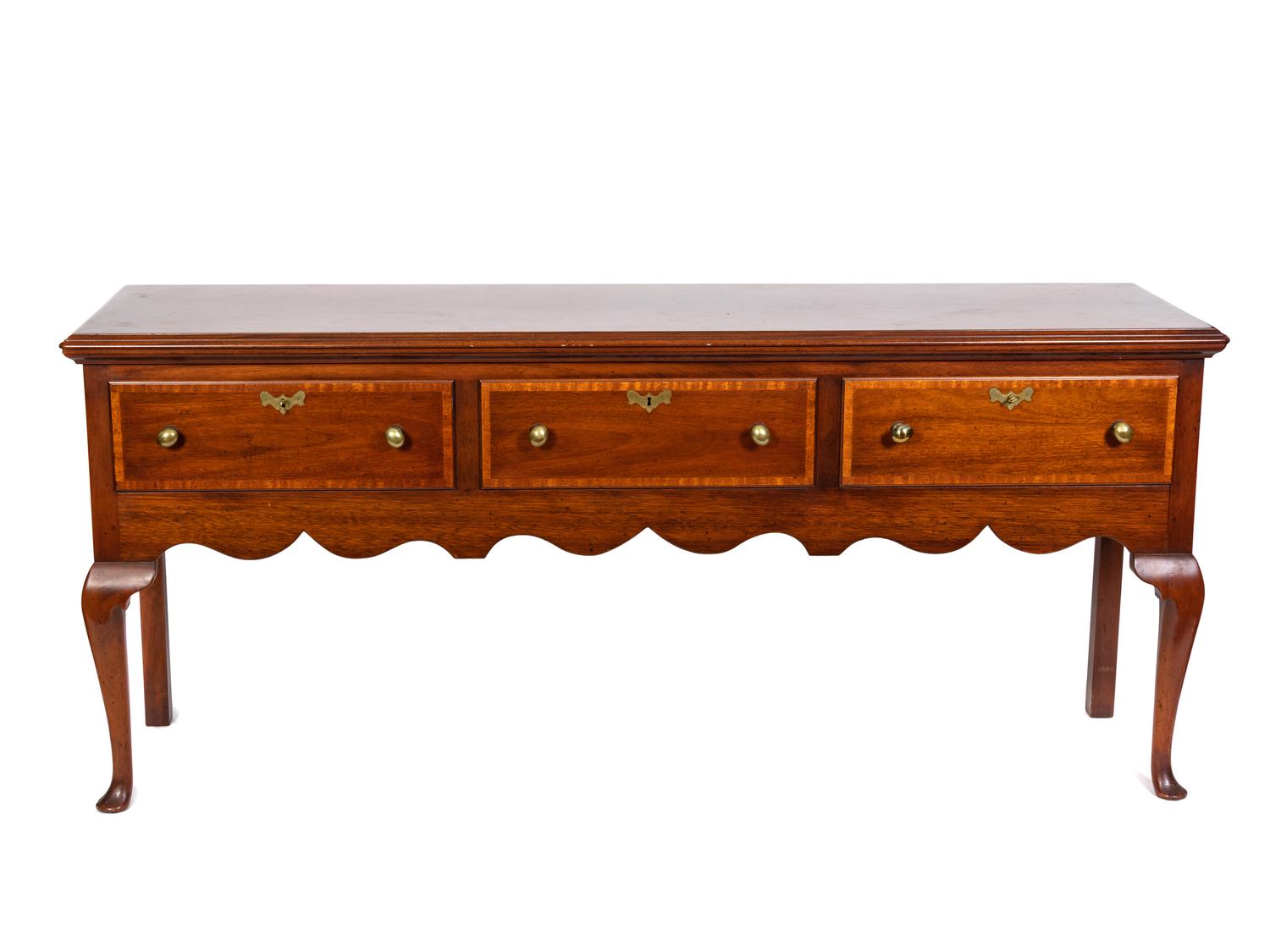 A Queen Anne Style Inlaid Mahogany Sideboard