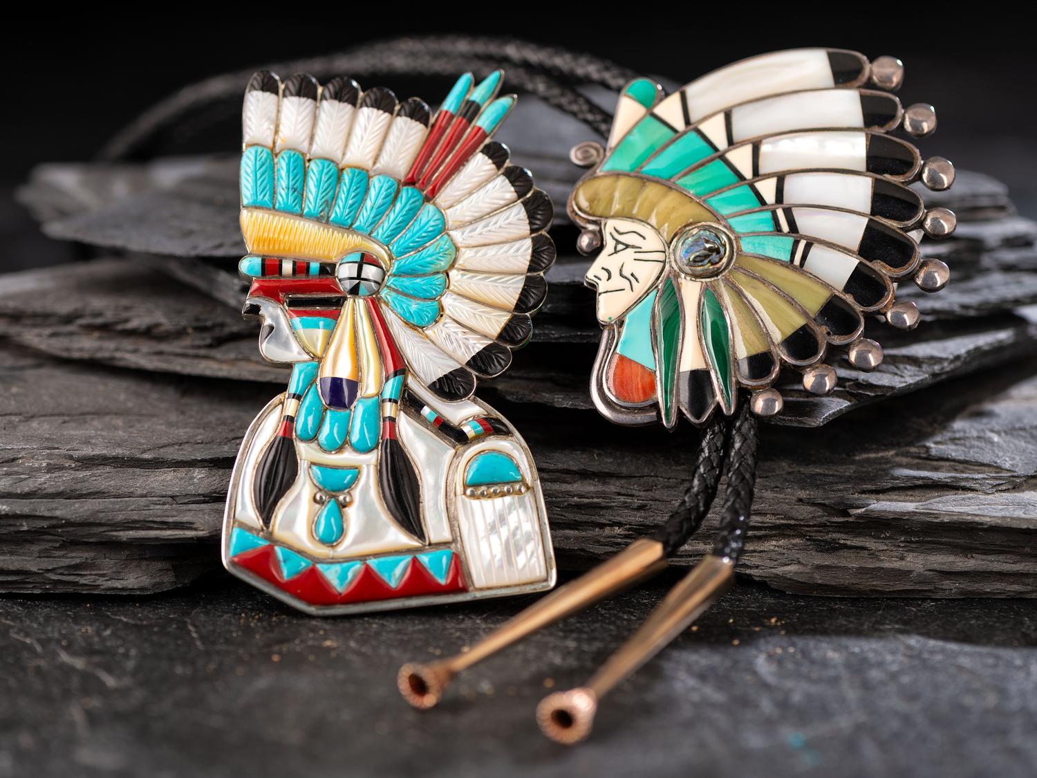 Zuni Mosaic Inlay Bolo Ties