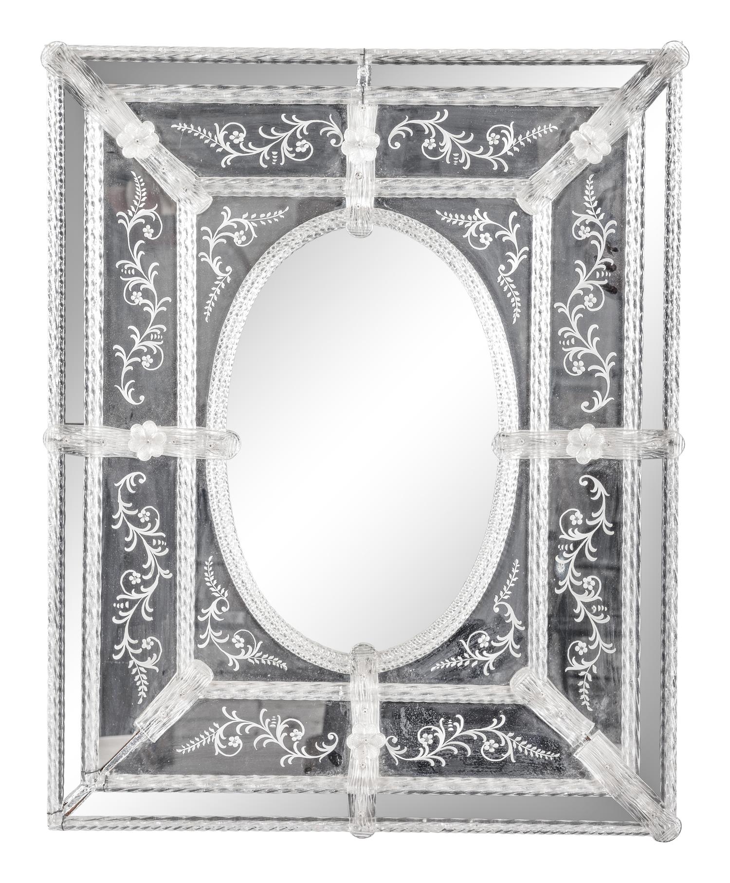 A Venetian Etched Glass Mirror