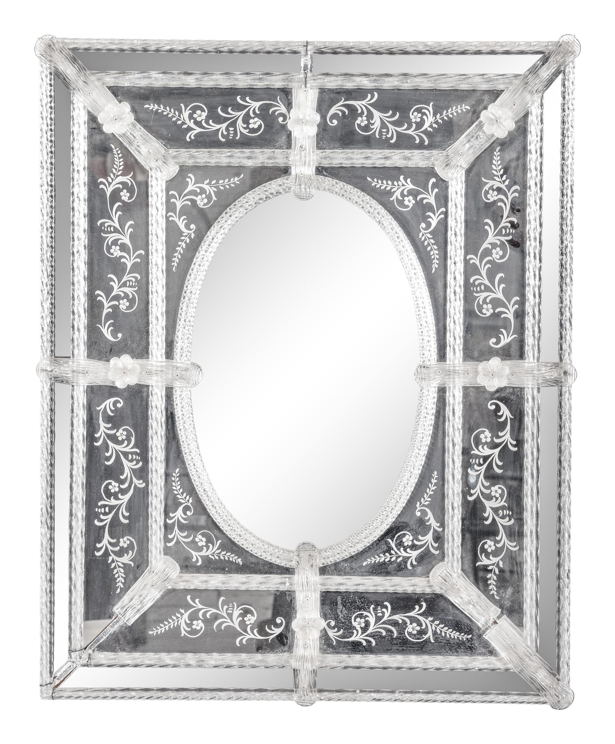 A Venetian Etched Glass Mirror