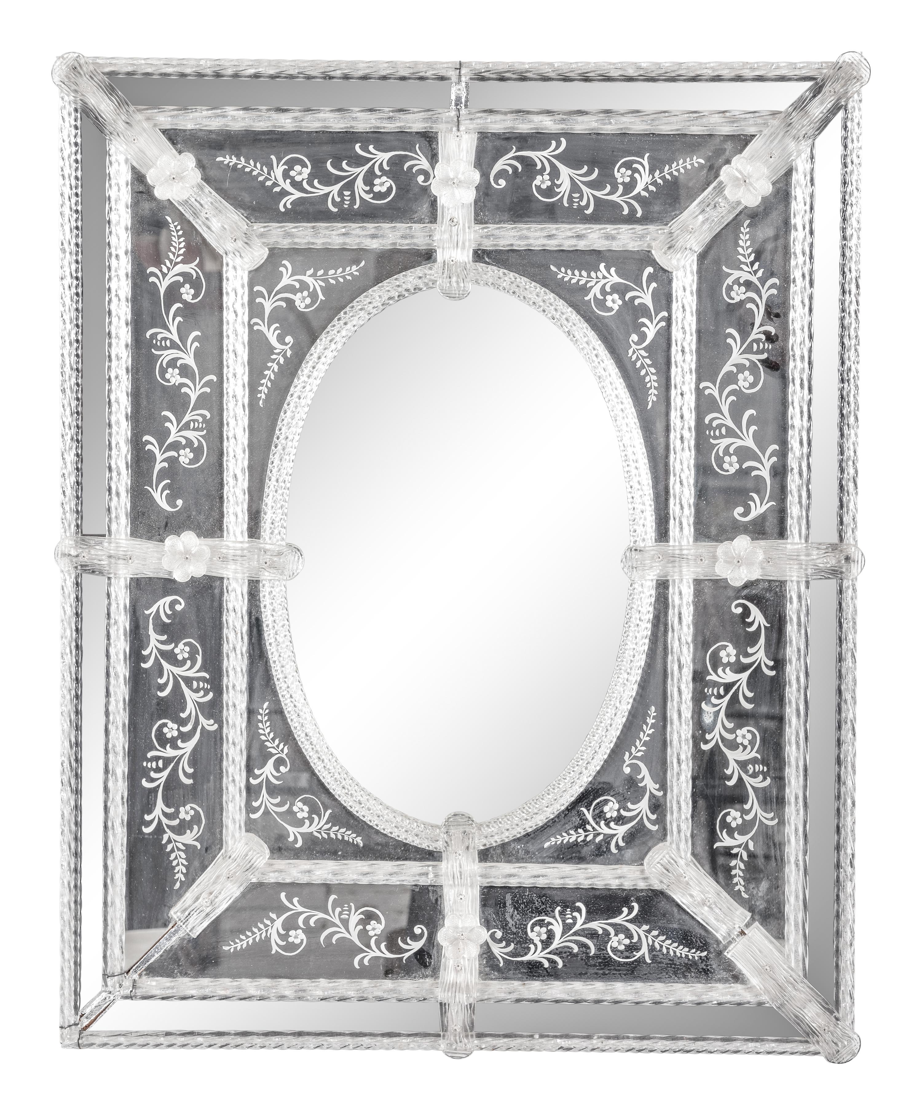 A Venetian Etched Glass Mirror