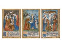 [BOOK OF HOURS]. HARDOUYN, Gilles and Germain (Paris, ca. 1500). A group of 5 printed leaves from a French Book of Hours, likely executed in the workshop of Gilles and Germain Hardouyn (Active ca. 1491-1541). Latin.