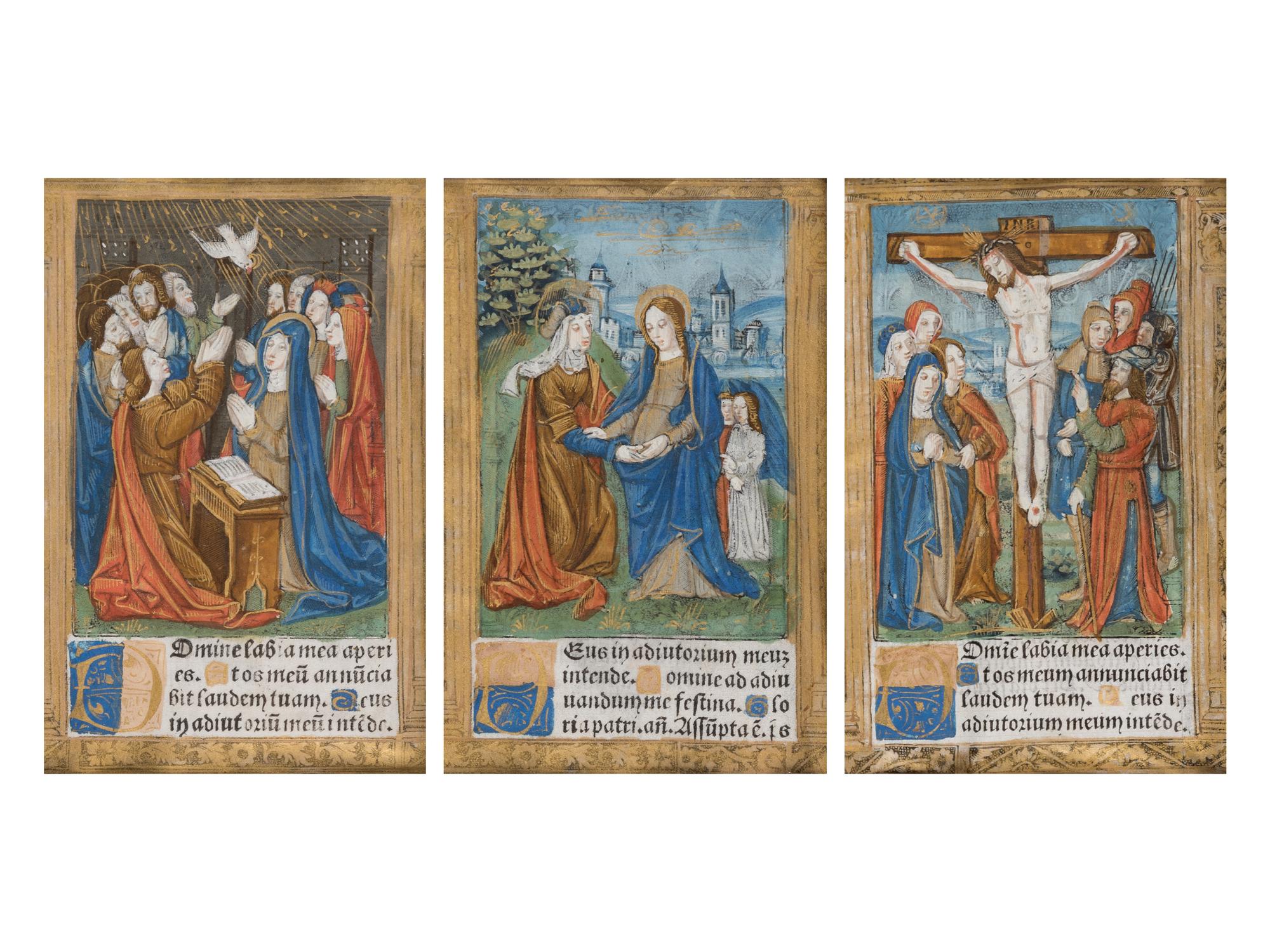 [BOOK OF HOURS]. HARDOUYN, Gilles and Germain (Paris, ca. 1500). A group of 5 printed leaves from a French Book of Hours, likely executed in the workshop of Gilles and Germain Hardouyn (Active ca. 1491-1541). Latin.