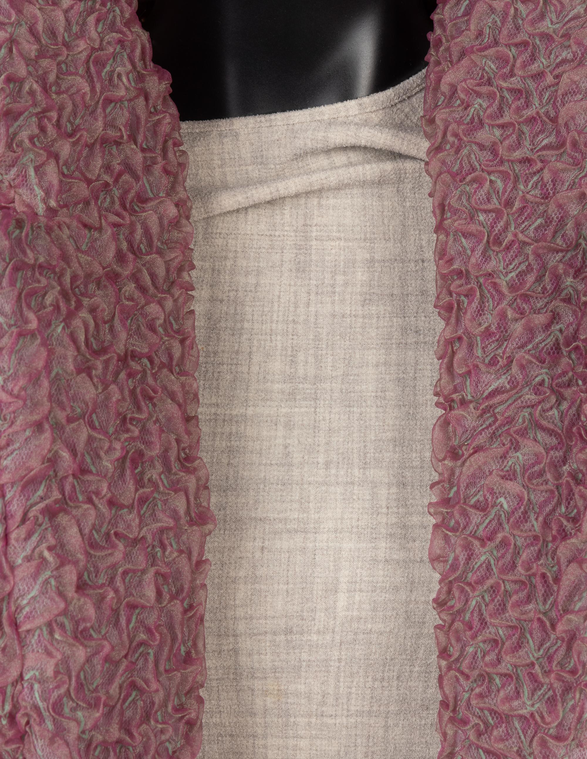 Comme des Garçons Beige Bump Dress & Pink Iridescent Jacket, Spring 1997