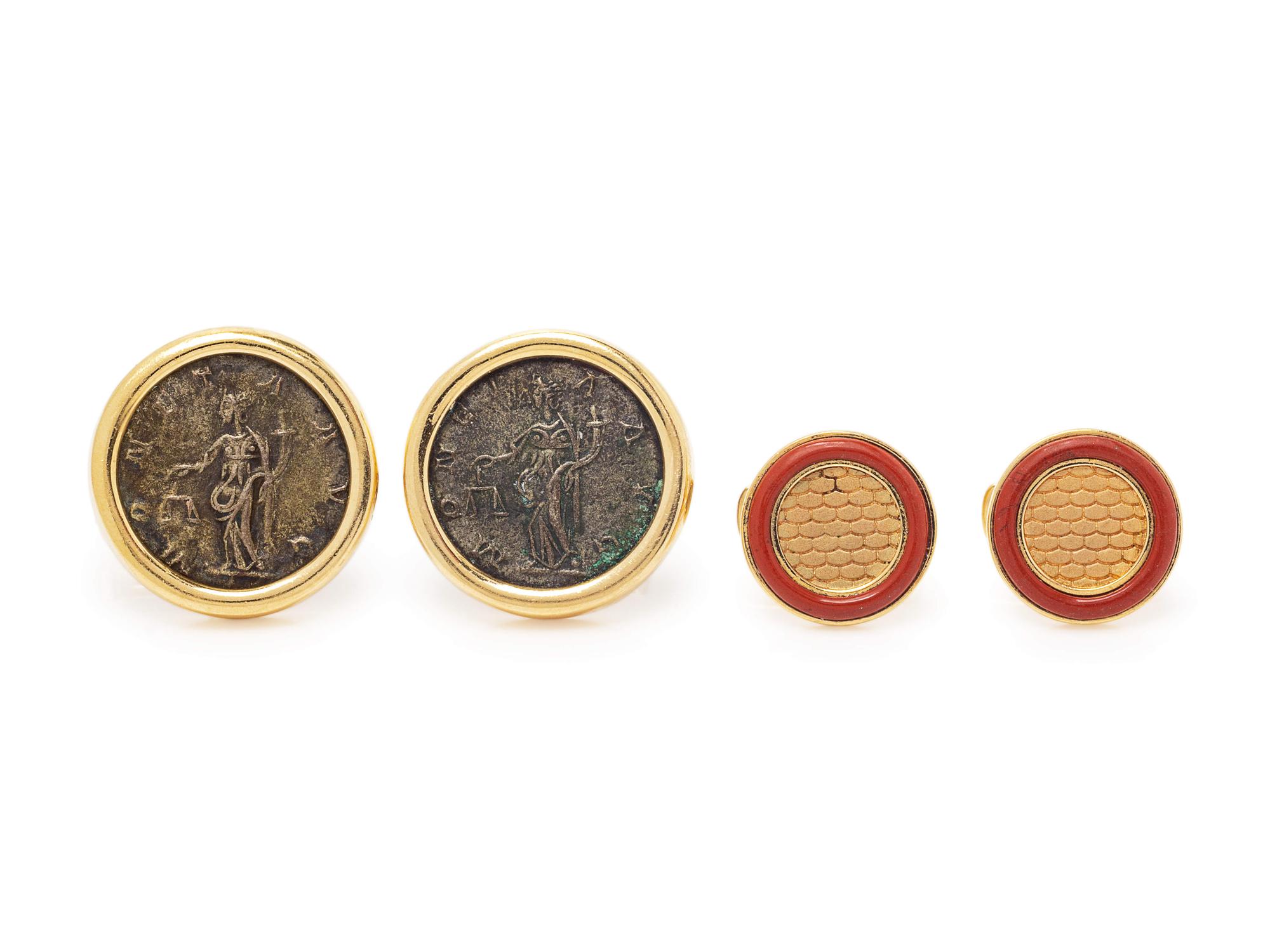 A Collection of 14 Karat Yellow Gold Cufflinks,