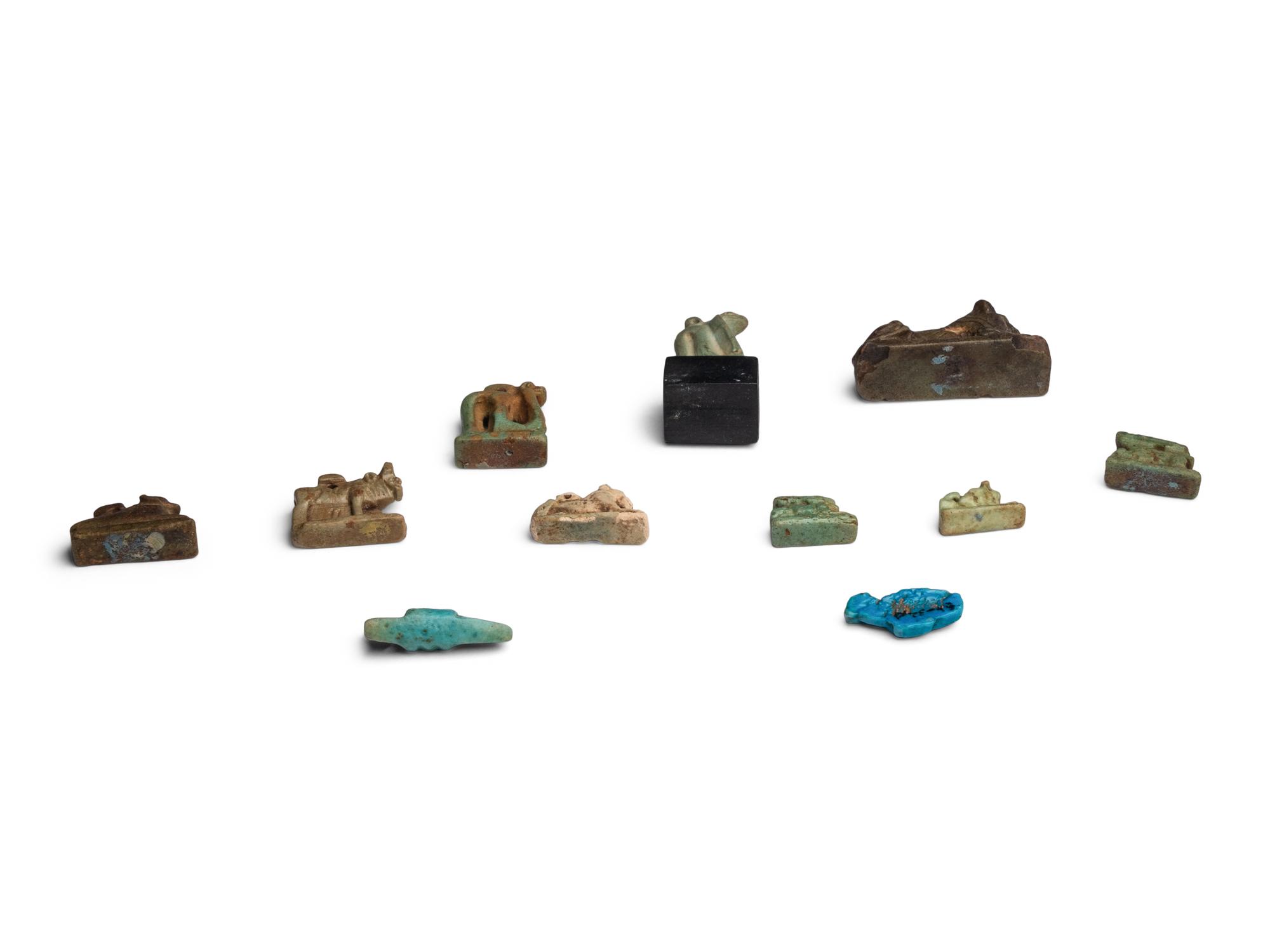 Eleven Egyptian Faience Animal Amulets