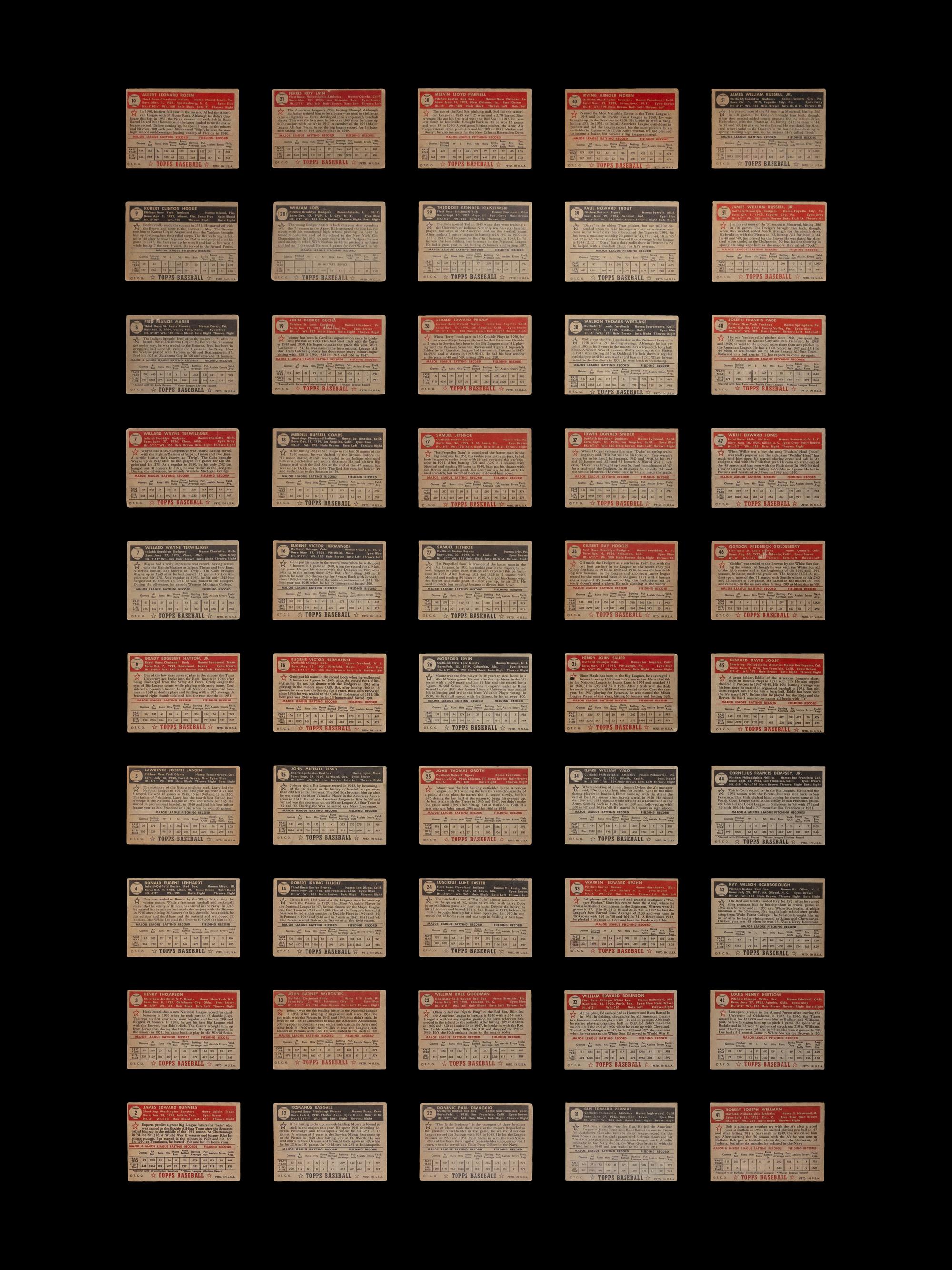 A Near Set of 1952 Topps Baseball Cards (371/407) Featuring Over 60 High Numbers