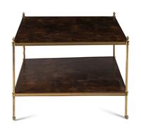A Contemporary Brass and Leather Inset Low Table