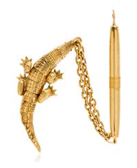 An 18 Karat Yellow Gold Alligator Fob and Cigar Draw Reamer, 20.30 dwts.