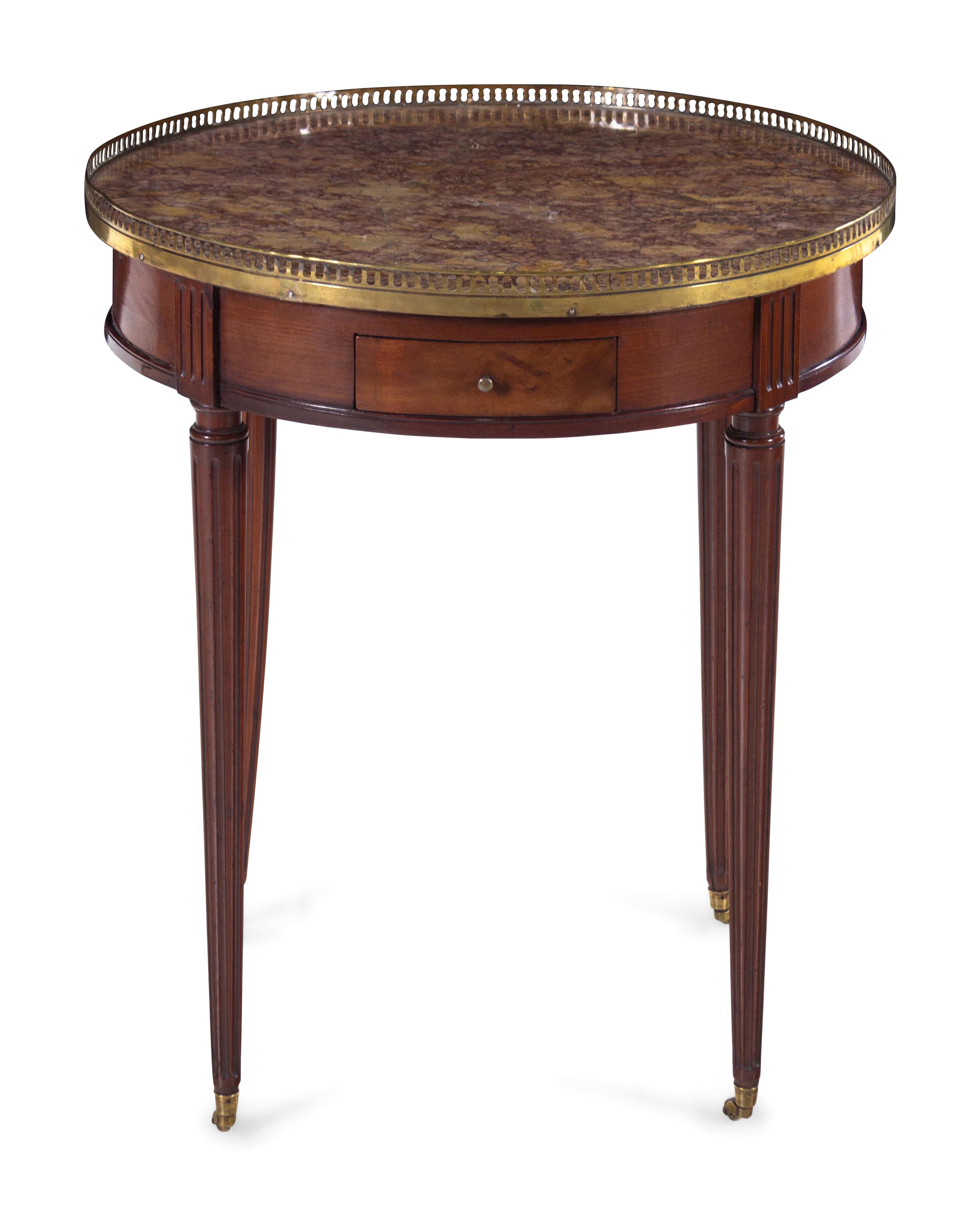 A Louis XVI Style Marble-Top Mahogany Bouillotte Table