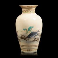 A Japanese Satsuma Type 'Fish and Crabs' Vase, Meiji Period