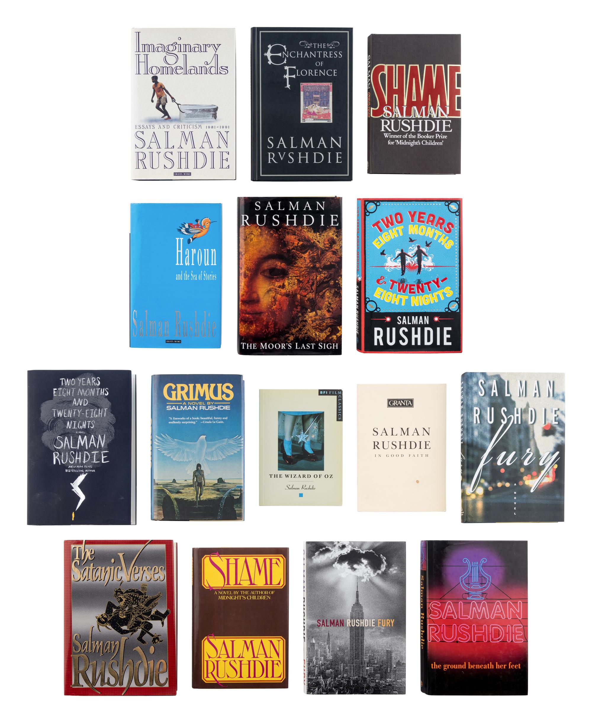 RUSHDIE, Salman (b. 1947). A group of 8 FIRST EDITIONS, many SIGNED, comprising: