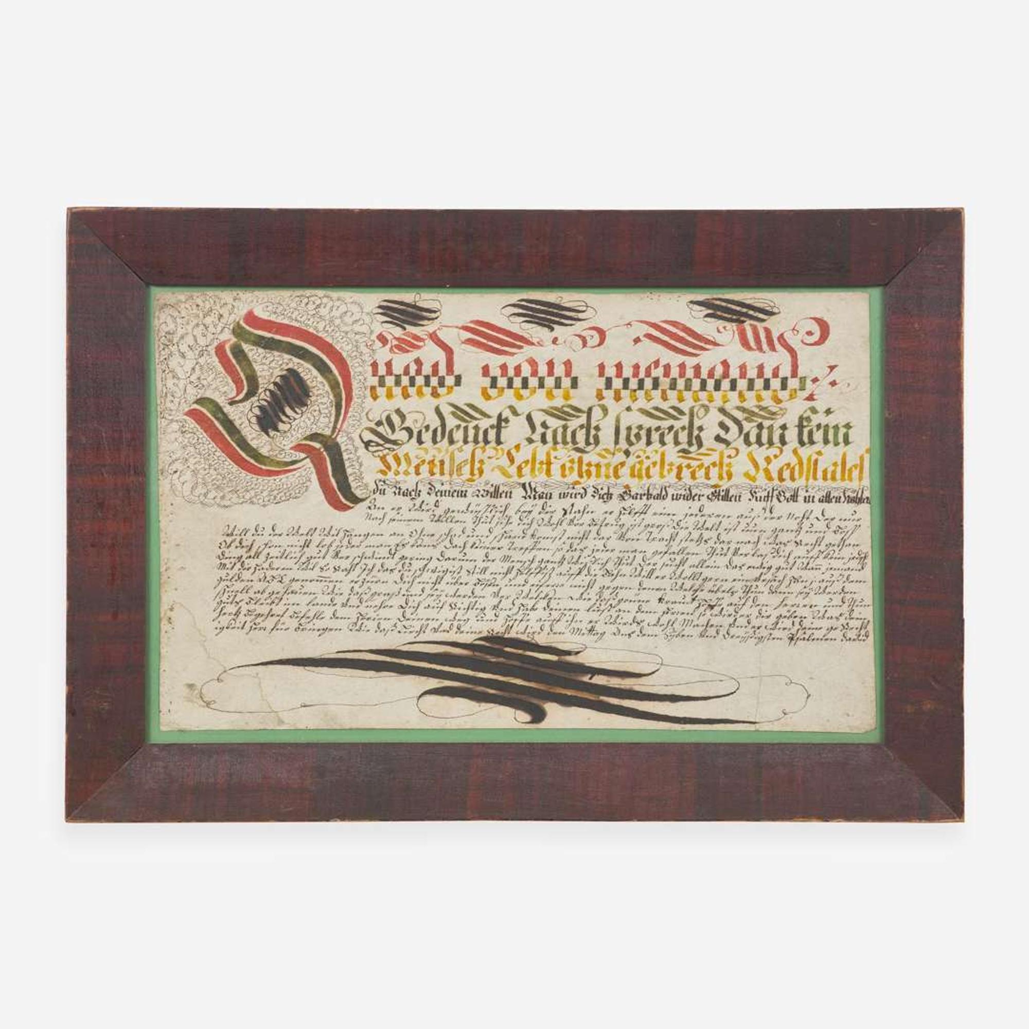 German School late 18th / early 19th century, A Fraktur: Vorschrift