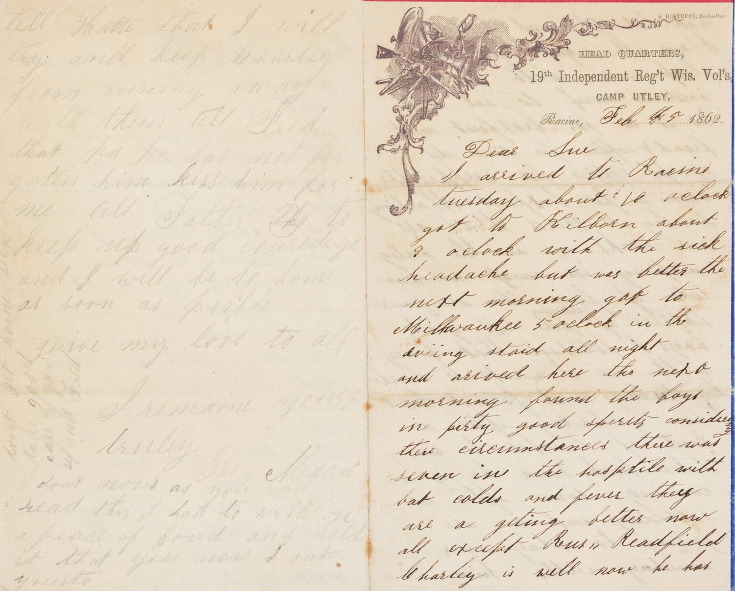 (CIVIL WAR ARCHIVE) A collection of 60 letters and documents, some related to the Civil War and the Gold Rush, c. 1824 through 1870.