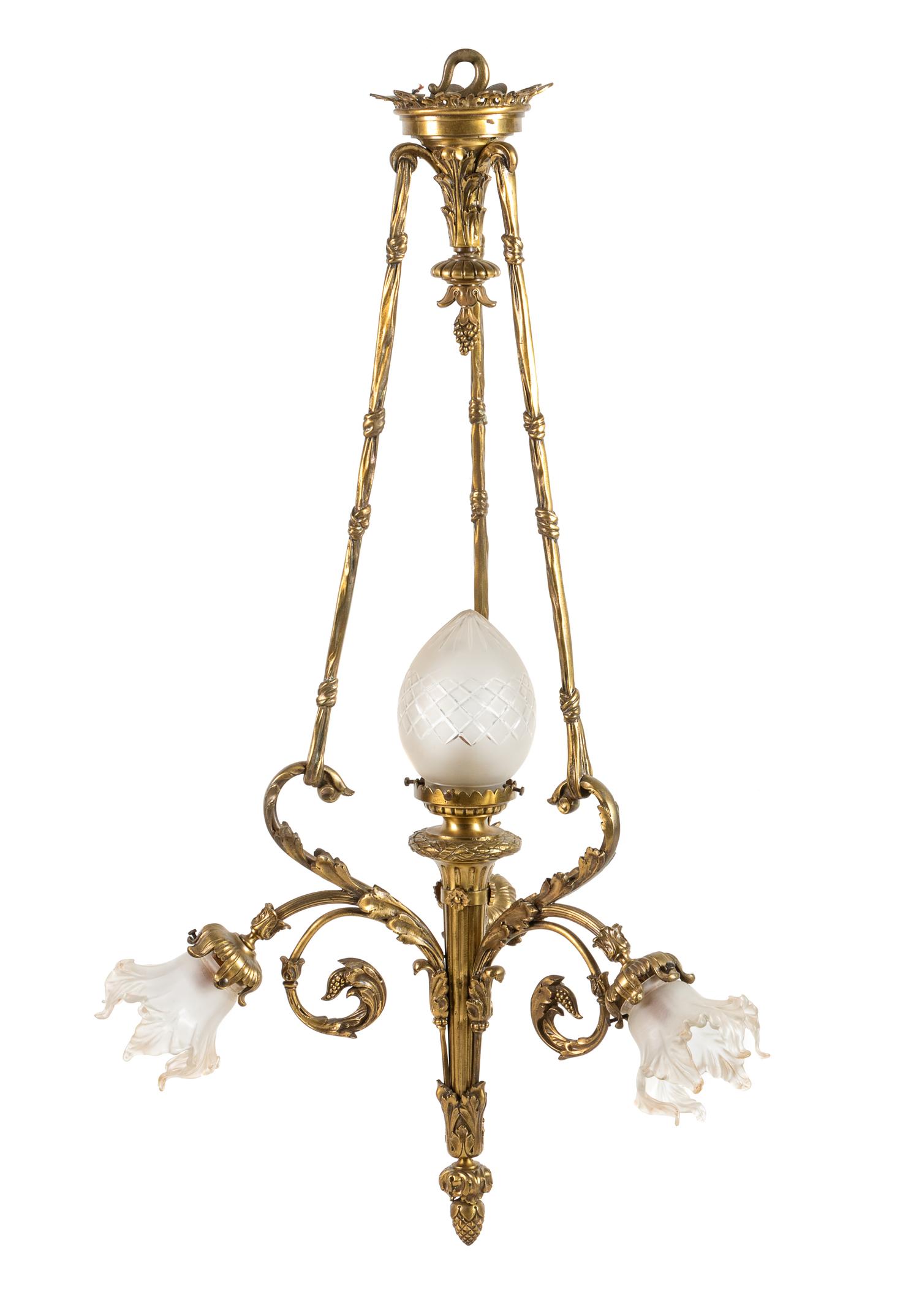 A French Gilt Bronze and Molded Glass Fixture