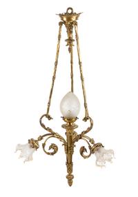 A French Gilt Bronze and Molded Glass Fixture