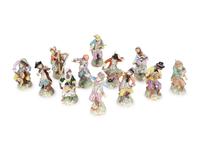 A Dresden Porcelain Twelve-Piece Monkey Band — 20TH CENTURY
