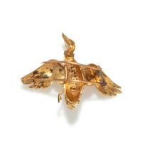 FRENCH, YELLOW GOLD AND DIAMOND DUCK BROOCH