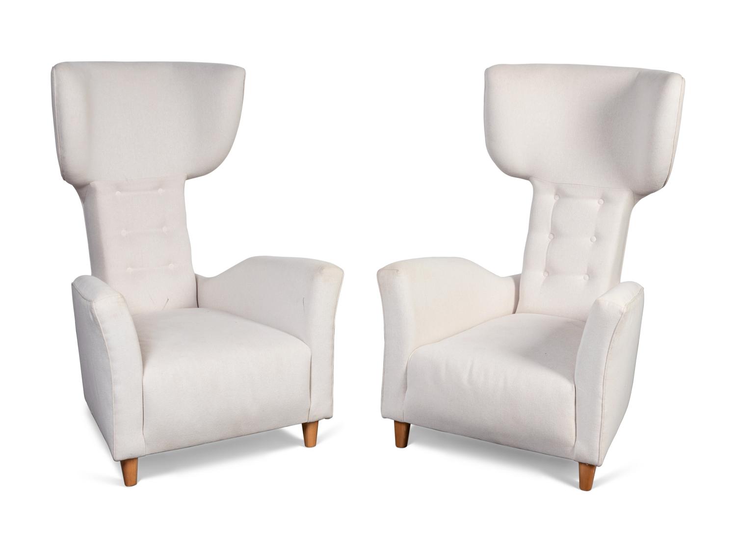 Pair of High Back Arm Chairs